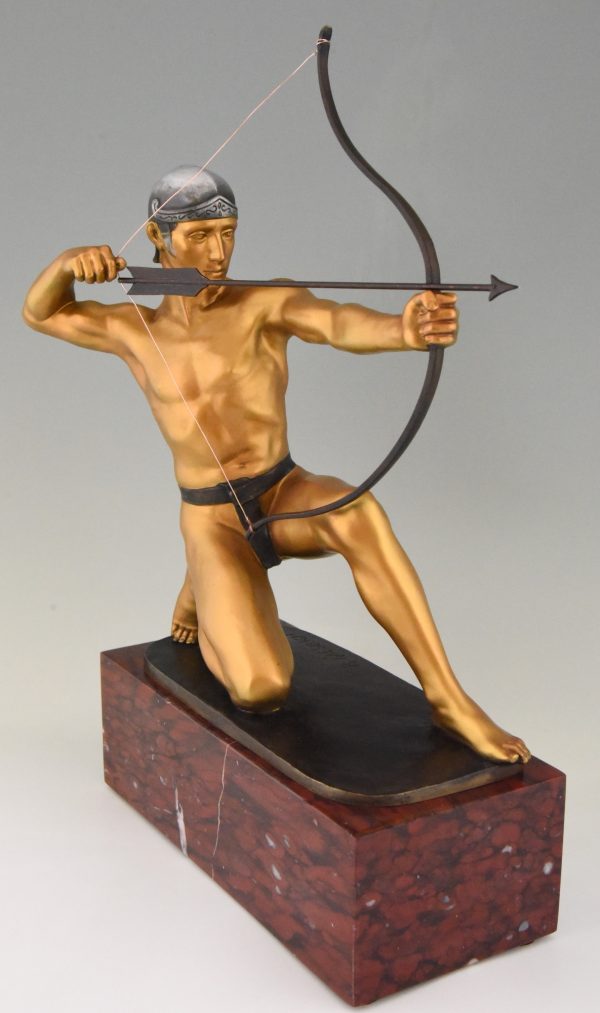 Antike Bronze Skulptur Männlicher Akt Bogenschütze