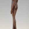 Art Deco bronzen beeld staand vrouwelijk naakt