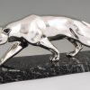 Art Deco Bronze Panther Skulptur versilbert