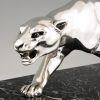 Art Deco Bronze Panther Skulptur versilbert