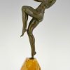 Art deco bronzen beeld danseres met vogel