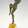 Bronze Art Deco danseuse au oiseau