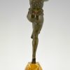 Bronze Art Deco danseuse au oiseau