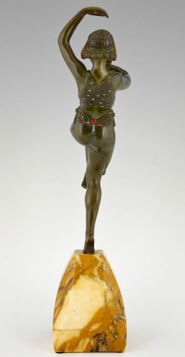 Bronze Art Deco danseuse au oiseau