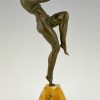 Art deco bronzen beeld danseres met vogel