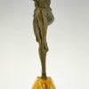 Bronze Art Deco danseuse au oiseau