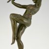 Bronze Art Deco danseuse au oiseau