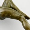 Bronze Art Deco danseuse au oiseau