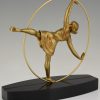 Art Deco bronze sculpture of a hoop dancer