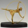 Art Deco sculptuur brons danseres met hoepel