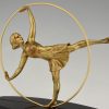 Art Deco sculpture en bronze danseuse au cerceau