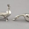 Art Deco set of 12 silvered animal knife rests in case