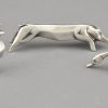 Art Deco set of 12 silvered animal knife rests in case