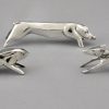 Art Deco set of 12 silvered animal knife rests in case