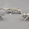 Art Deco set van 12 verzilverde messenleggers dieren in doos
