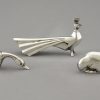 Art Deco set of 12 silvered animal knife rests in case