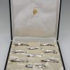 Art Deco set of 12 silvered animal knife rests in case