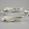 Art Deco set of 12 silvered animal knife rests in case