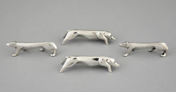 12 porte couteaux Art Deco animaux dans un écrin