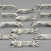 Set of 12 Art Deco animal knife rests in case