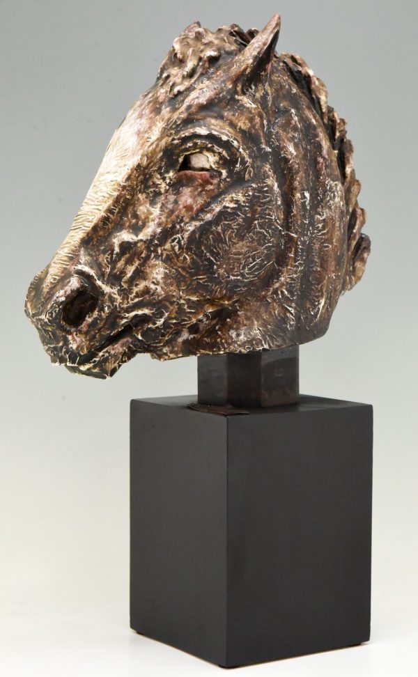 Mid Century ceramic sculpture bust of a horse