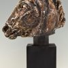 Sculptuur in keramiek buste van een paard