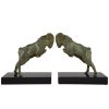 Art Deco bronze ram bookends