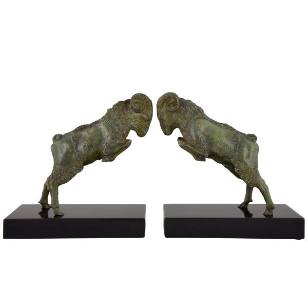 Art Deco bronze ram bookends