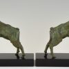 Art Deco bronze ram bookends