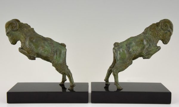 Art Deco bronze ram bookends