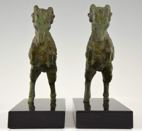 Art Deco bronze ram bookends