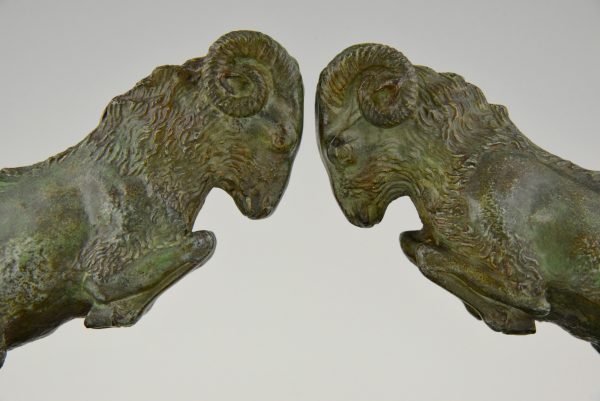 Art Deco bronze ram bookends