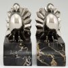 Art Deco silvered bronze dove bookends