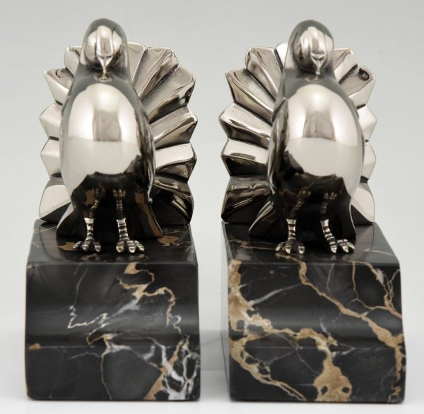 Art Deco silvered bronze dove bookends