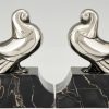 Art Deco silvered bronze dove bookends