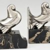 Art Deco silvered bronze dove bookends