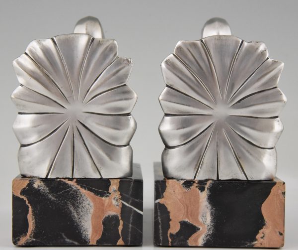 Art Deco silvered bronze dove bookends