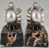 Art Deco silvered bronze dove bookends