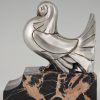 Art Deco silvered bronze dove bookends