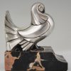 Serre livres Art Deco bronze argenté pigeon