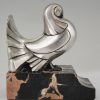 Art Deco silvered bronze dove bookends