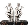 Art Deco Bronze versilbert Buchstütze Frauenakt