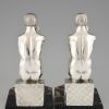 Art Deco silvered bronze nude bookends