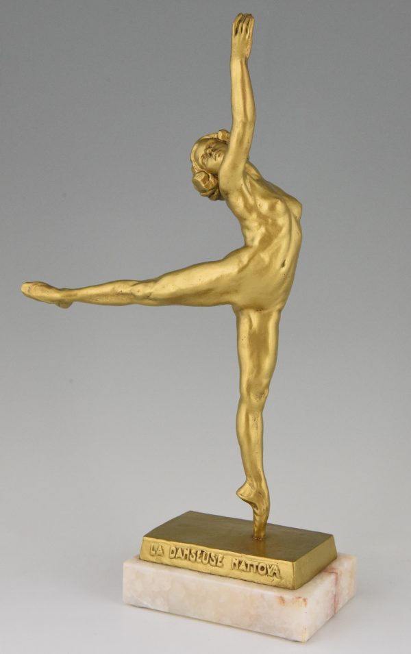 Art Deco sculpture en bronze de la danseuse Nattova