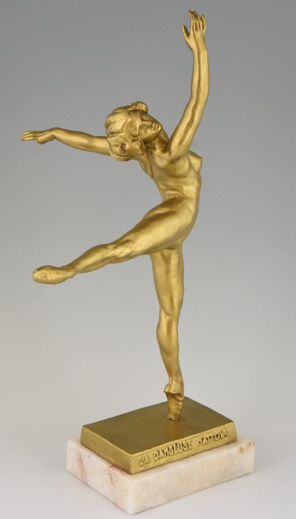 Art Deco bronze sculpture of ballet dancer Nattova