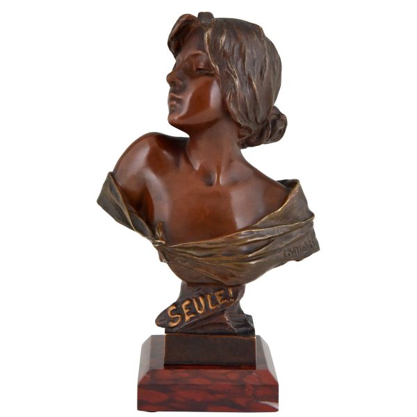 Seule Art Nouveau bronze bust of a woman