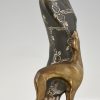 Art Deco bronze sculpture lady with greyhound dog.