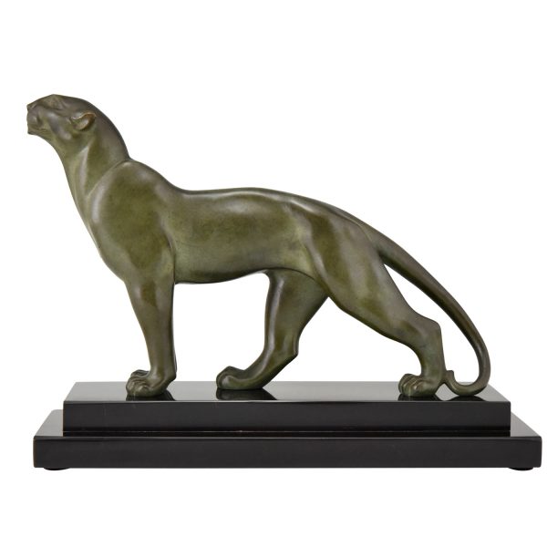 Art Deco bronze sculpture of a panther