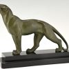 Art Deco bronze sculpture of a panther