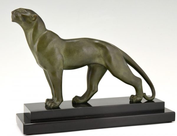 Art Deco bronze sculpture of a panther